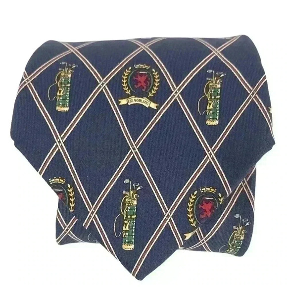 VINTAGE TOMMY HILFIGER GOLF SILK TIE NAVY BLUE 58” X 4” PREPPY CLASSIC - Picture 6 of 10
